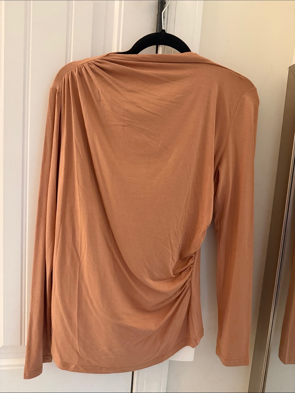 MOTF Dusty Peach Draped Long-Sleeve Top